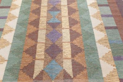 Swedish Flat Weave Rug Signed with Initials IV 