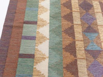 Swedish Flat Weave Rug Signed with Initials IV 