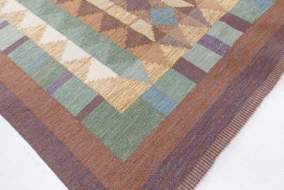 Swedish Flat Weave Rug Signed with Initials IV 