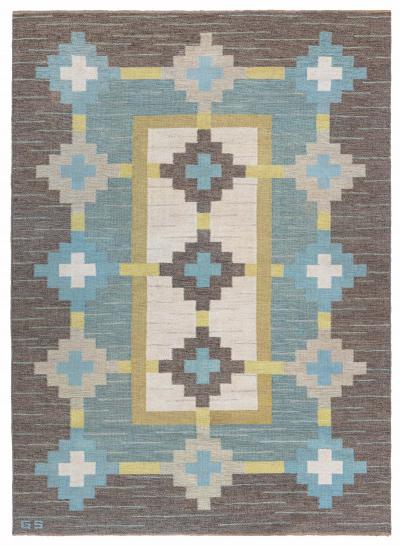 Swedish Flat Woven Rug Signed Sverker Greuholm