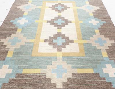 Swedish Flat Woven Rug Signed Sverker Greuholm