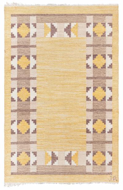 Swedish Flat Woven Rug Signed with Initial JR 