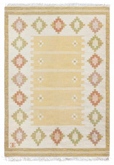 Swedish Flat Woven Rug by Elsa Ekholm