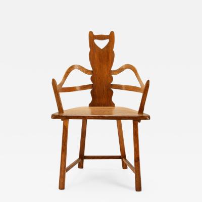 Swedish Folk Art Chair in Oak 1900s