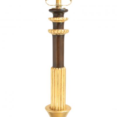 Swedish Grace Art Deco stained wood and gilt table lamp with a column form 