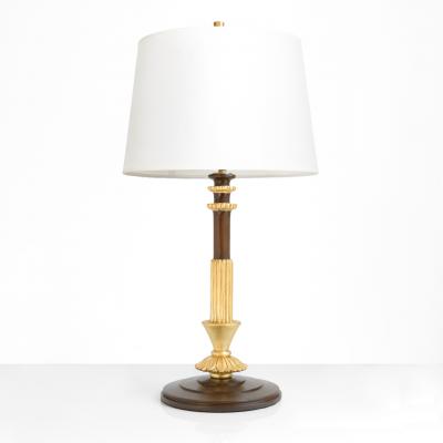 Swedish Grace Art Deco stained wood and gilt table lamp with a column form 