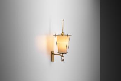 Swedish Grace Brass and Opaque Glass Wall Lamp Sweden 1930s
