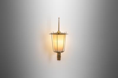 Swedish Grace Brass and Opaque Glass Wall Lamp Sweden 1930s