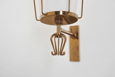 Swedish Grace Brass and Opaque Glass Wall Lamp Sweden 1930s