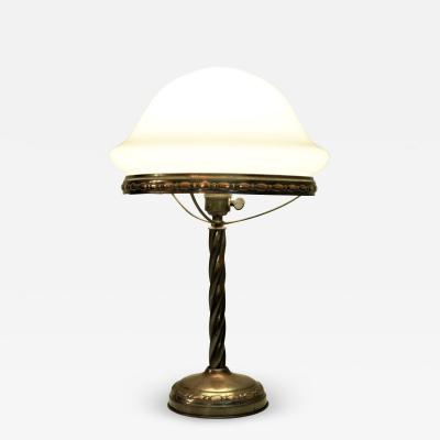 Swedish Grace Copper and Hand blown Glass Table Lamp 1920 s