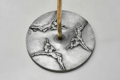 Swedish Grace Floor Lamp with Decorative Antelopes on the Base Sweden 1930s