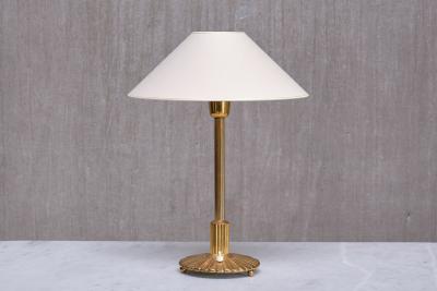 Swedish Grace Table Lamp in Fluted and Reeded Brass Sweden 1930s