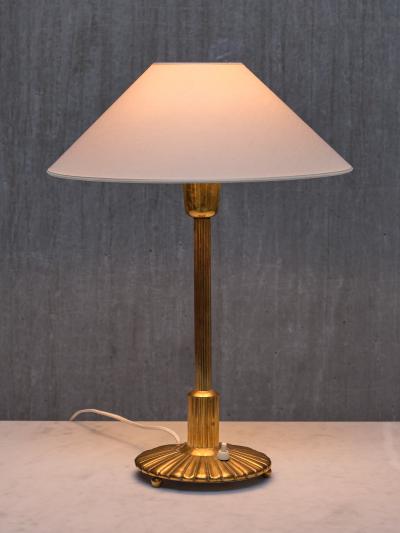 Swedish Grace Table Lamp in Fluted and Reeded Brass Sweden 1930s