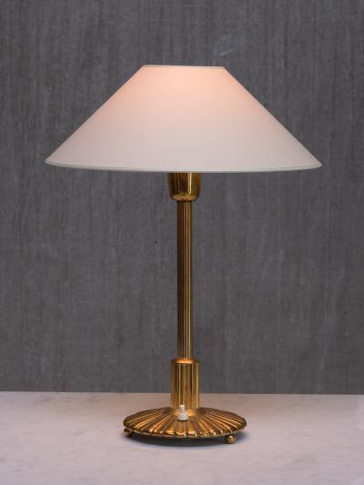 Swedish Grace Table Lamp in Fluted and Reeded Brass Sweden 1930s