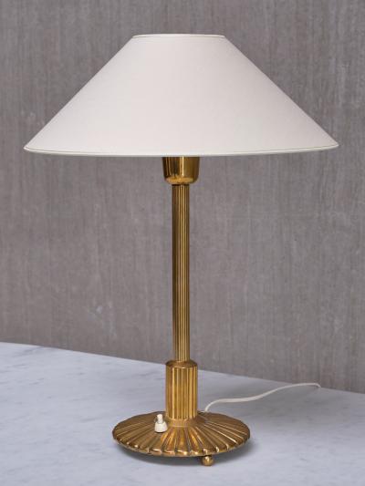 Swedish Grace Table Lamp in Fluted and Reeded Brass Sweden 1930s