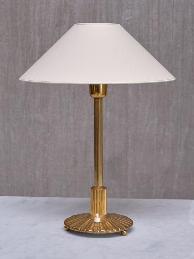 Swedish Grace Table Lamp in Fluted and Reeded Brass Sweden 1930s