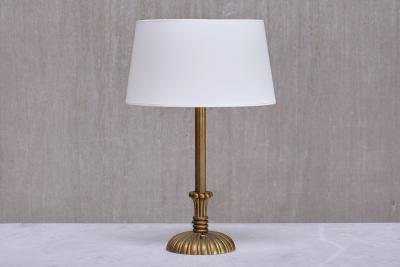 Swedish Grace Table Lamp in Fluted and Reeded Patinated Brass Sweden 1930s