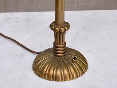Swedish Grace Table Lamp in Fluted and Reeded Patinated Brass Sweden 1930s
