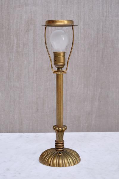 Swedish Grace Table Lamp in Fluted and Reeded Patinated Brass Sweden 1930s