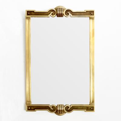 Swedish Grace brass plated mirror with Neoclassical details