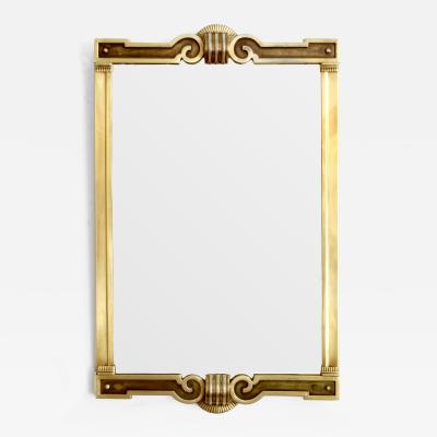 Swedish Grace brass plated mirror with Neoclassical details
