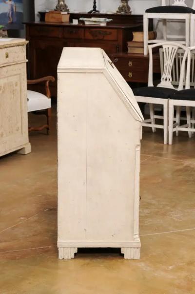 Swedish Gustavian 1790s Painted Slant Front Desk with Carved Diamond Motifs