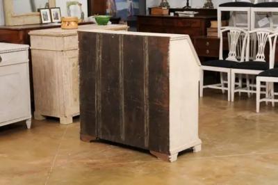 Swedish Gustavian 1790s Painted Slant Front Desk with Carved Diamond Motifs