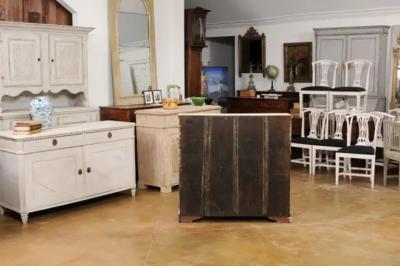 Swedish Gustavian 1790s Painted Slant Front Desk with Carved Diamond Motifs