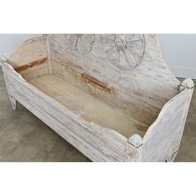 Swedish Gustavian 18th Century Painted Pine Settee with Storage
