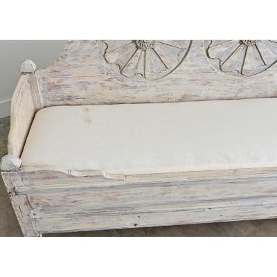 Swedish Gustavian 18th Century Painted Pine Settee with Storage