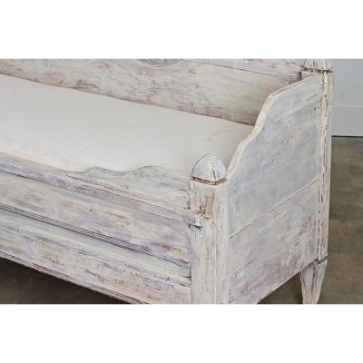 Swedish Gustavian 18th Century Painted Pine Settee with Storage