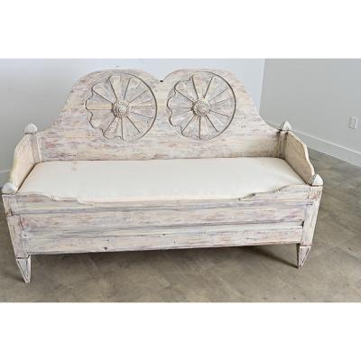 Swedish Gustavian 18th Century Painted Pine Settee with Storage