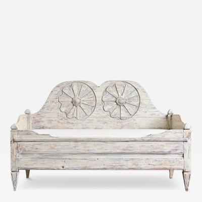 Swedish Gustavian 18th Century Painted Pine Settee with Storage