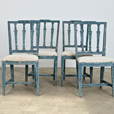 Swedish Gustavian 18th Century Set of Four Painted Side Chairs