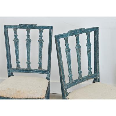Swedish Gustavian 18th Century Set of Four Painted Side Chairs