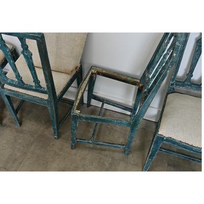 Swedish Gustavian 18th Century Set of Four Painted Side Chairs