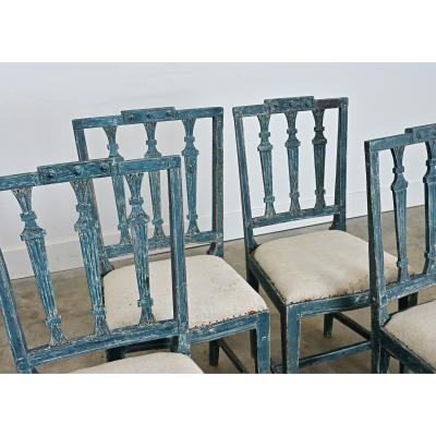 Swedish Gustavian 18th Century Set of Four Painted Side Chairs