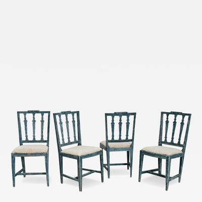 Swedish Gustavian 18th Century Set of Four Painted Side Chairs