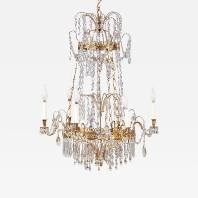 Swedish Gustavian Crystal and Gilt Brass Chandelier