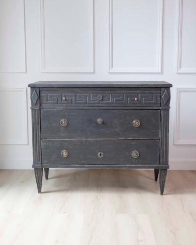 Swedish Gustavian Inspired Chest of Drawers with Greek Key Frieze