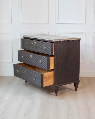Swedish Gustavian Inspired Three Drawer Chest with Painted Top