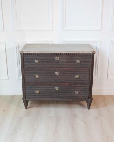 Swedish Gustavian Inspired Three Drawer Chest with Painted Top