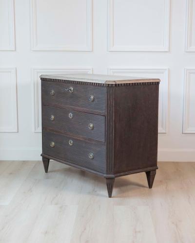Swedish Gustavian Inspired Three Drawer Chest with Painted Top