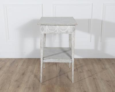 Swedish Gustavian Painted Console Table with Drawer and Shelf Circa 1860