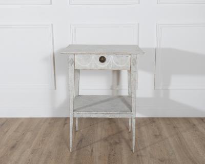 Swedish Gustavian Painted Console Table with Drawer and Shelf Circa 1860