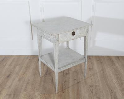 Swedish Gustavian Painted Console Table with Drawer and Shelf Circa 1860