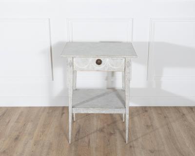 Swedish Gustavian Painted Console Table with Drawer and Shelf Circa 1860