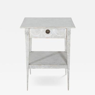 Swedish Gustavian Painted Console Table with Drawer and Shelf Circa 1860