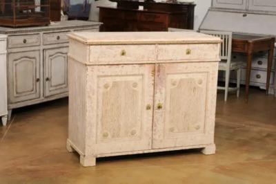 Swedish Gustavian Period 1780s Sideboard with Original Paint Carved Panels LiL