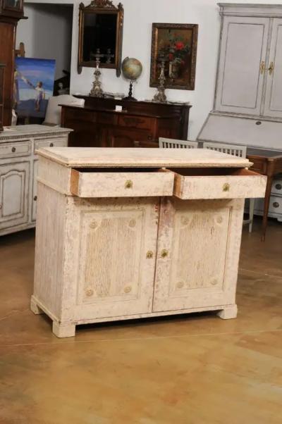 Swedish Gustavian Period 1780s Sideboard with Original Paint Carved Panels LiL
